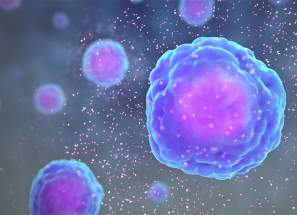 3D medical animation still showing secretion of Cytokines