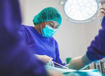 A doctor performing surgery